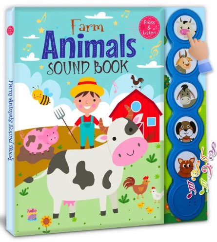 Farm Animal Sound Book for Kids, Childerns and Toddlers - 5 Click Buttons, Interactive Musical Rhymes, Baby Learning & Intelligence Fun Colorful Board Book - Ages 1 plus Year